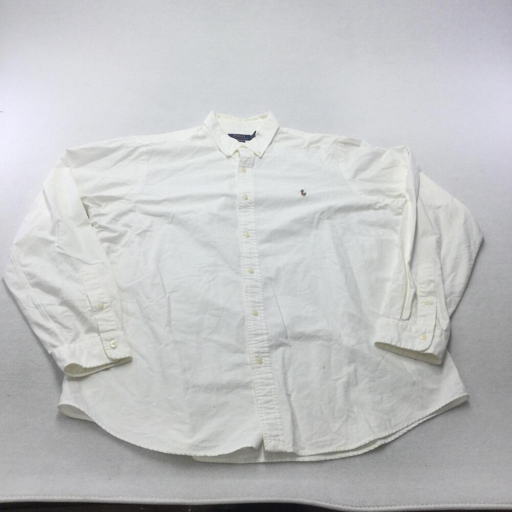 Polo Ralph Lauren Shirt Mens 2XL White Long Sleeve Button Down Cotton Casual Top